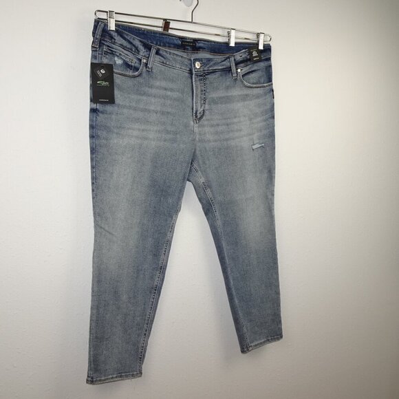 Silver Jeans Elyse Skinny Leg Women's Plus Size 22 Blue Denim Stretch Distressed - Picture 3 of 13